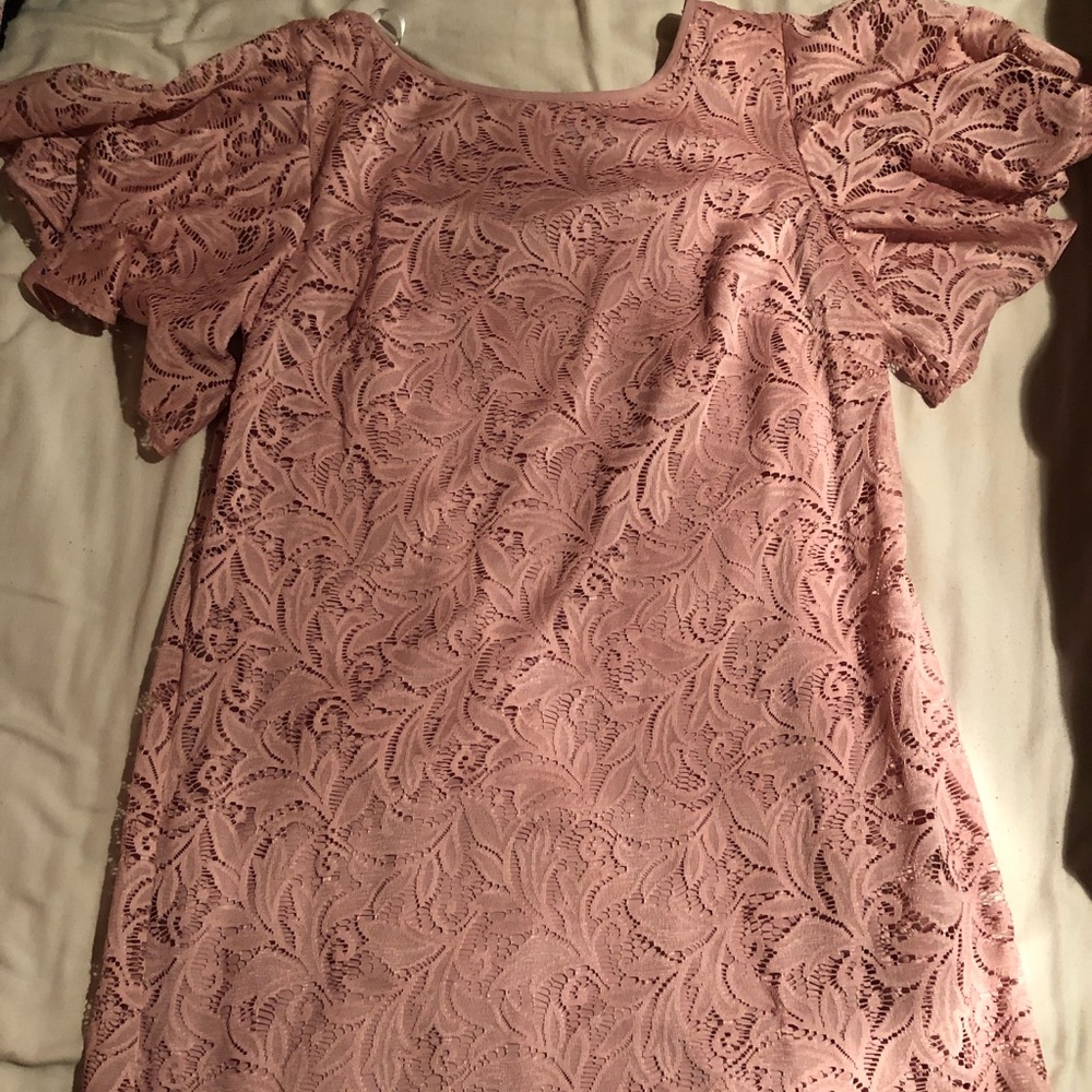 Pink Dress with Ruffle Sleeves